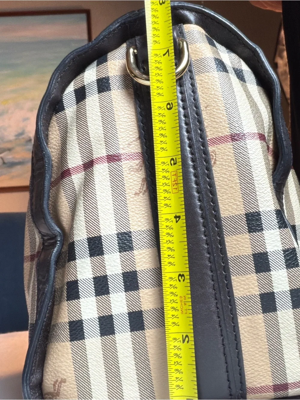 Burberry Alchester Haymarket Check Bowler Top Handle Bag Brown Leather Dust Bag
